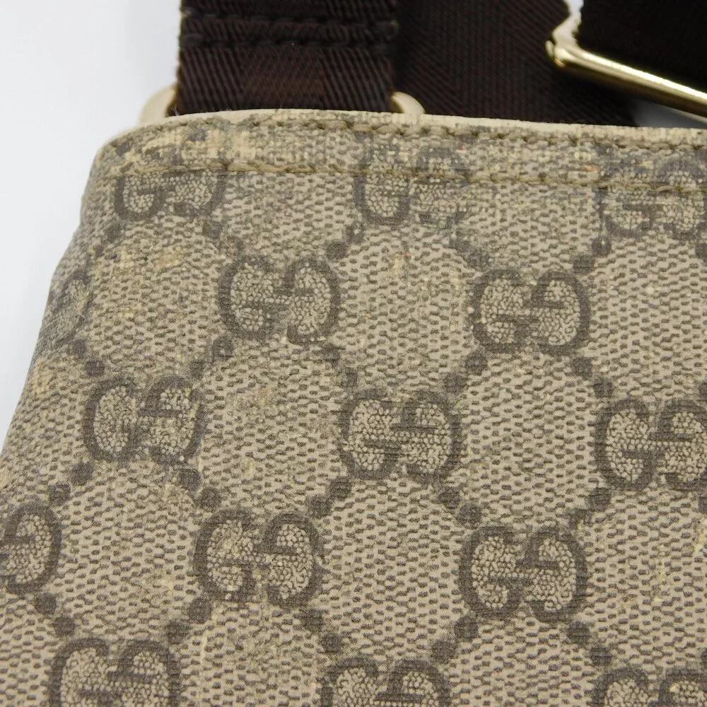 Gucci GG Supreme Coated Canvas Flat Messenger Bag | Beige Ebony | Fair Condition - Picture 10 of 16